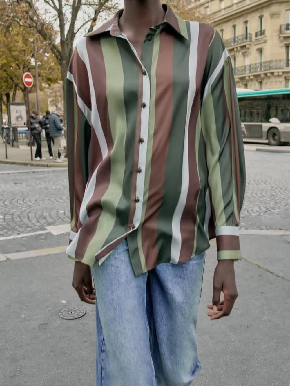 Zara Multicolor Satin Stripe Button-Up Shirt – Size Small – NWT 9624/286 - Picture 4 of 9